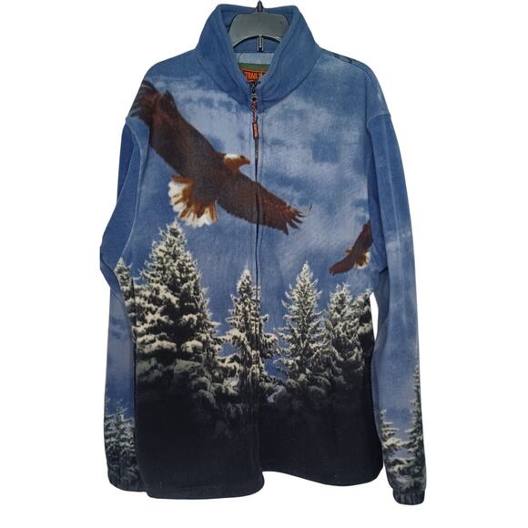 Vintage Trail Crest Full Zip Fleece Jacket Medium American Eagle & Forest Print - Picture 1 of 6